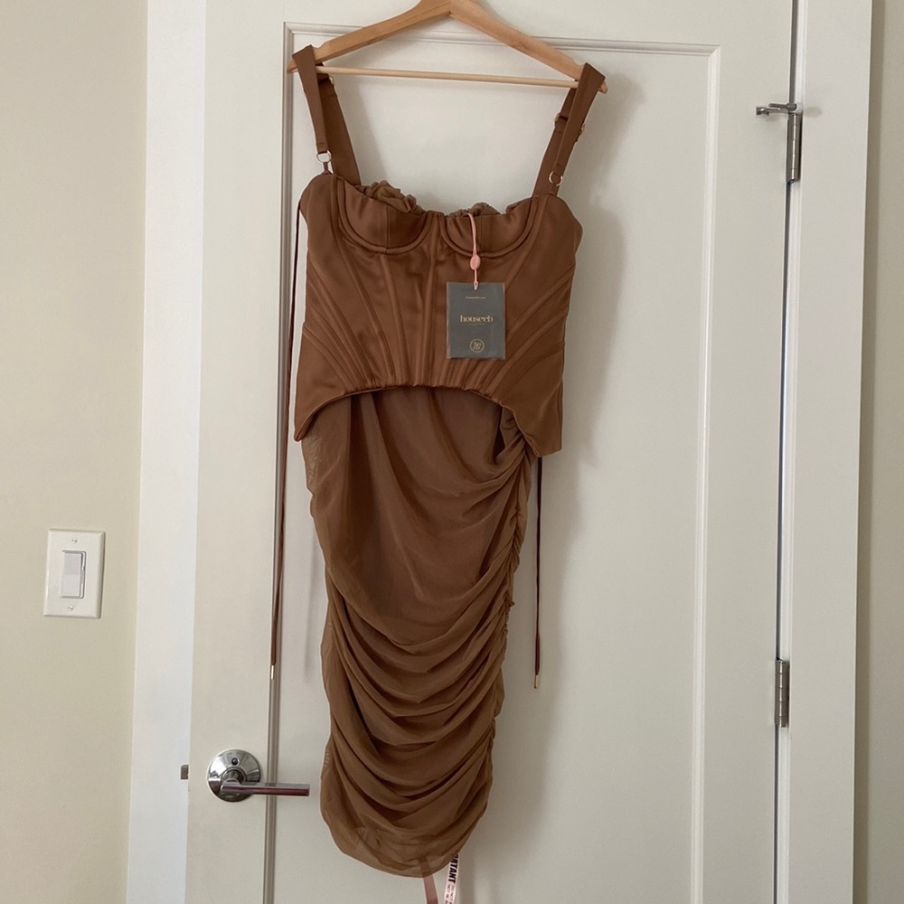 House of CB corset dress - brown, US 8, NWT